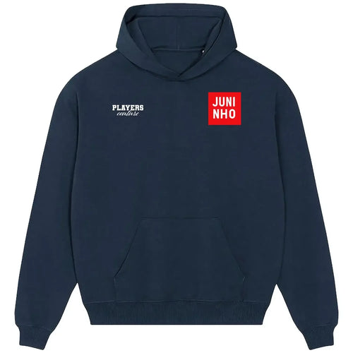 Juninho hoodie – navy men's hoodie featuring the Juninho Players Couture logo