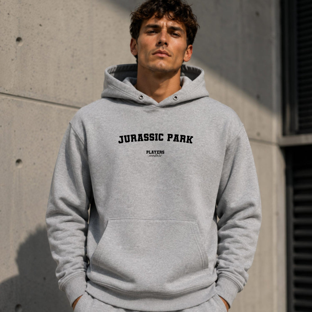 jurassic-park name-print hoodie - grey
