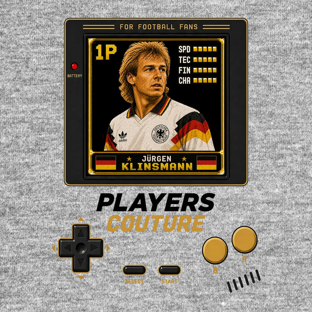 Jurgen Klinsmann 1P 8-Bit t-shirt retro gaming design by Players Couture