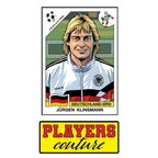 Jurgen Klinsmann World Cup Sticker Men's T-Shirt – close-up detail shot of the Jurgen Klinsmann World Cup Players Couture