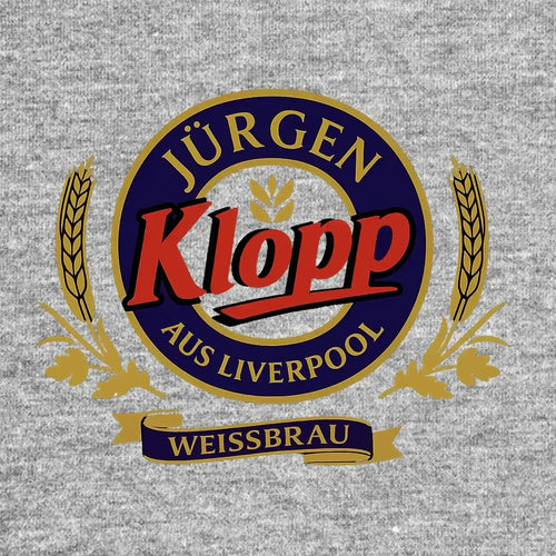 Jurgen Klopp Logo Men's T-Shirt – grey close-up detail shot of the Jurgen Klopp Players Couture logo design