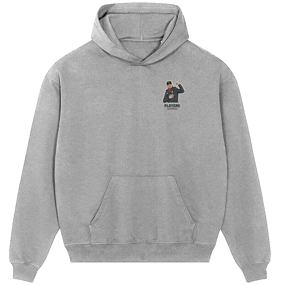 Jurgen Klopp hoodie – grey men's hoodie featuring the Jurgen Klopp Players Couture logo