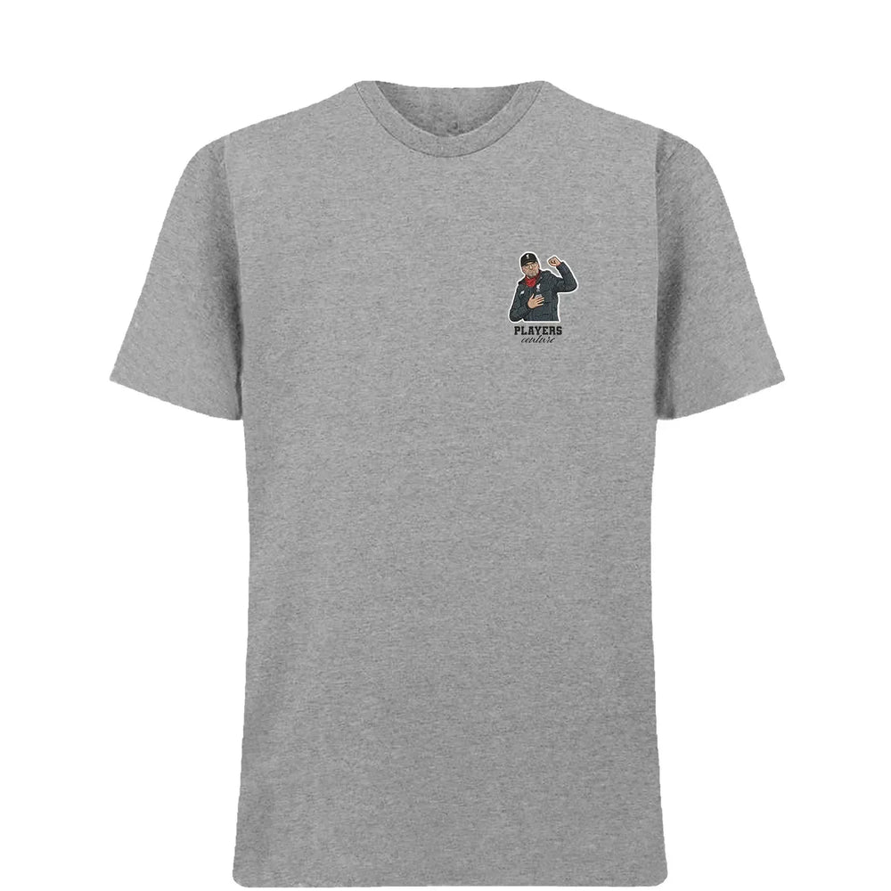 Jurgen Klopp t-shirt – grey men's t-shirt featuring the Jurgen Klopp Players Couture logo