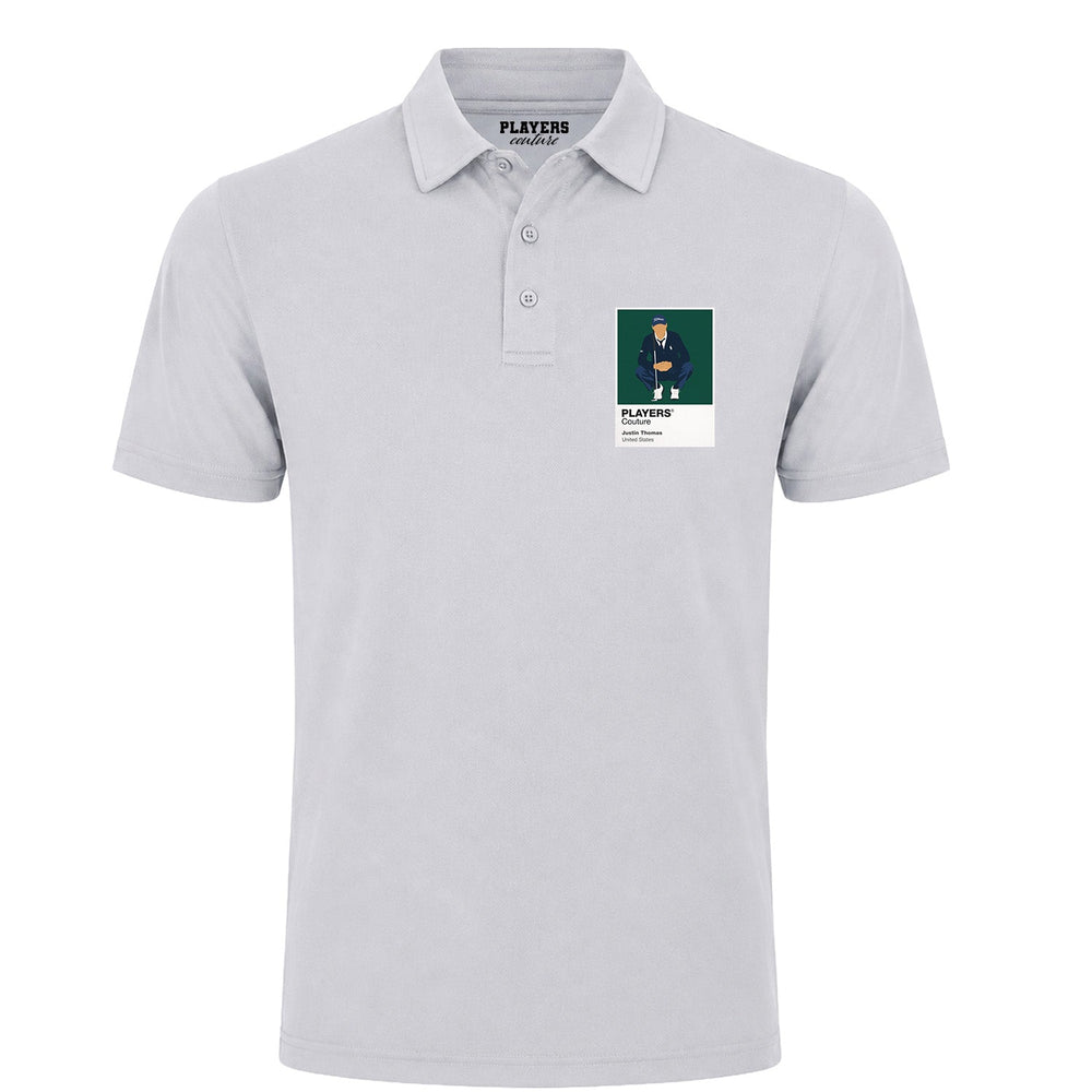 Justin Thomas Golf Icon Frame Men's Polo Shirt - Light Gray