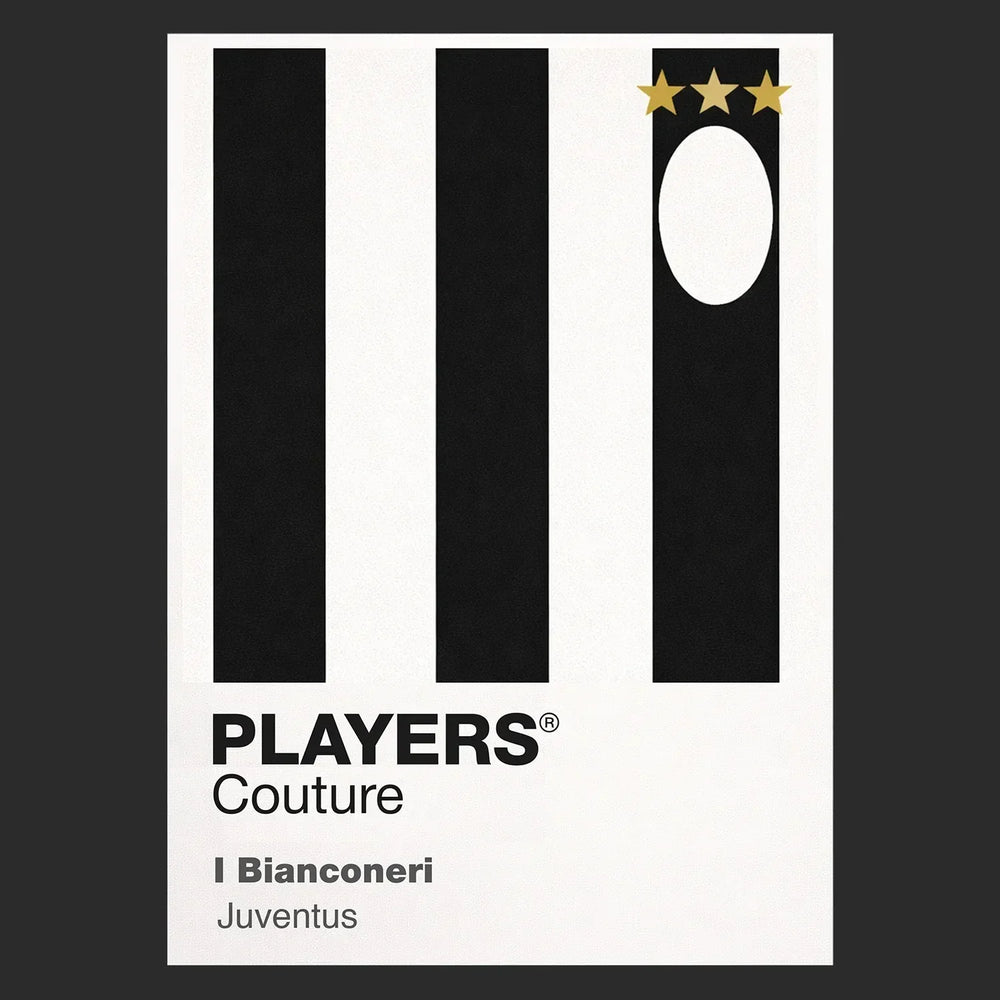 Juventus Classic Football Shirt Colours Frame Men's T-Shirt – black close-up detail shot of the Juventus Players Couture