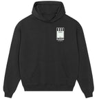 Juventus Monopoly Card hoodie – close-up of white Juventus Monopoly Card lettering and Players Couture logo on the chest
