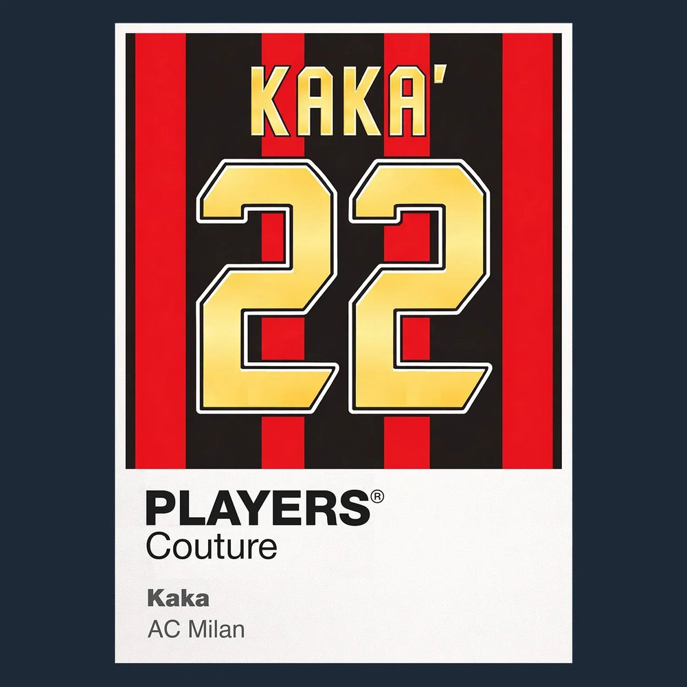 Kaka 22 Football Shirt Frame Men's Hoodie – navy close-up detail shot of the Kaka Players Couture logo design