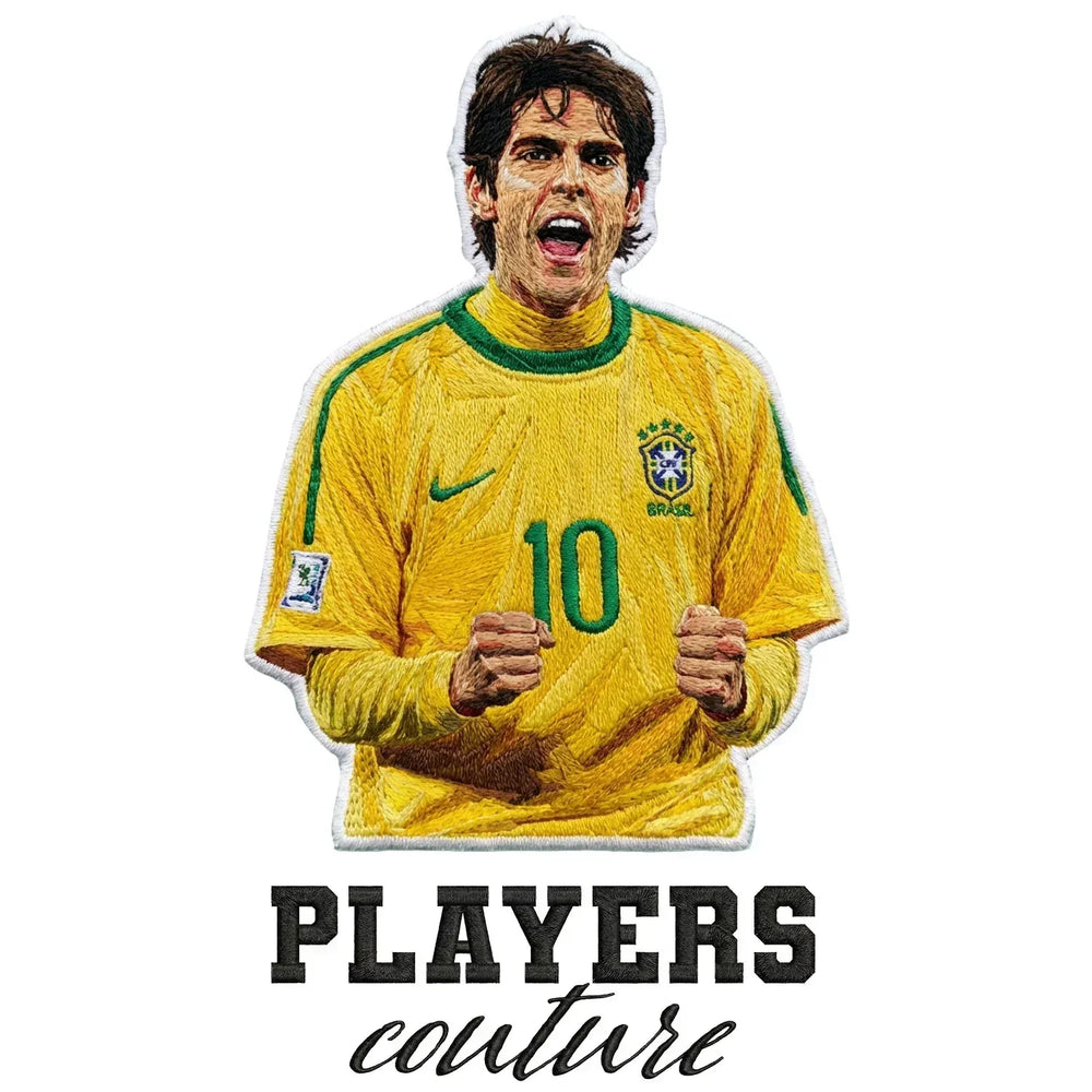 Kaka Badge Men's Hoodie – white close-up detail shot of the Kaka Players Couture logo design