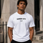 Kansas City Chiefs white men's T-shirt lifestyle photograph 24