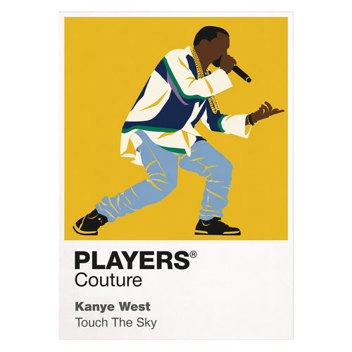 Kanye West the fashion-led silhouette connecting Kanye West's contrasting musical eras Icon Frame artwork on white