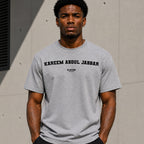 Kareem Abdul Jabbar Men's T-Shirt — lifestyle photo, Grey t-shirt