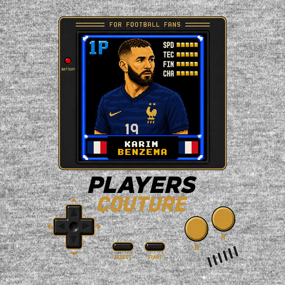 Karim Benzema 1P 8-Bit t-shirt retro gaming design by Players Couture