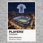 Karim Benzema Real Madrid number 9 Icons in Lights Frame artwork in grey
