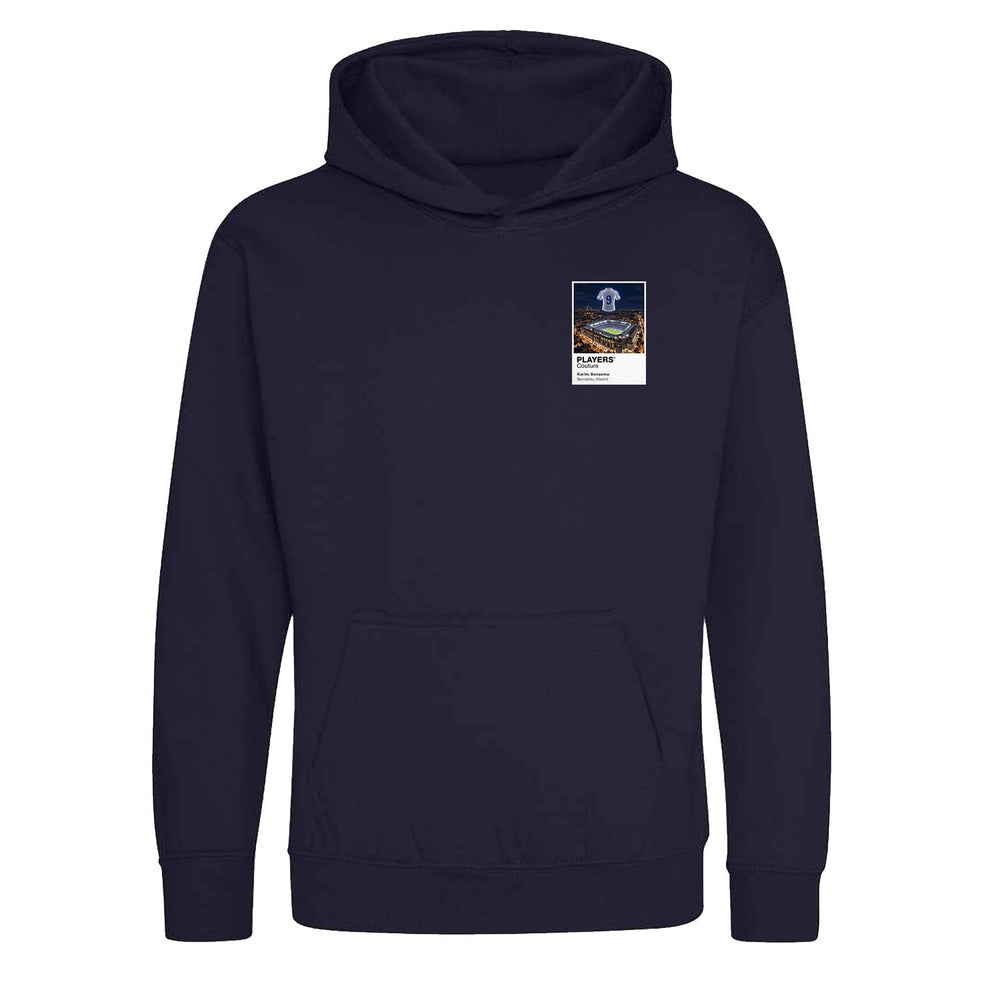 Karim Benzema Real Madrid Icons in Lights Frame Kids Hoodie in Navy