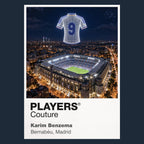 Karim Benzema Real Madrid number 9 Icons in Lights Frame artwork in navy