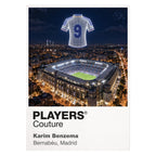 Karim Benzema Real Madrid number 9 Icons in Lights Frame artwork in white