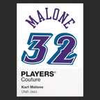Karl Malone 32 Jersey Frame Men's T-Shirt – black close-up detail shot of the Karl Malone 32 Players Couture logo design