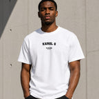 Karol G Men's T-Shirt — lifestyle photo, White t-shirt