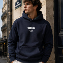 Keegan name-print hoodie - navy