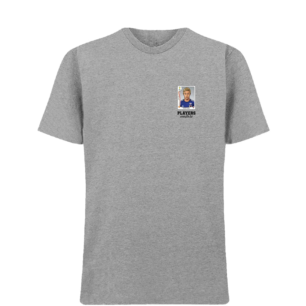Keisuke Honda World Cup t-shirt – grey men's t-shirt featuring the Keisuke Honda World Cup Players Couture logo