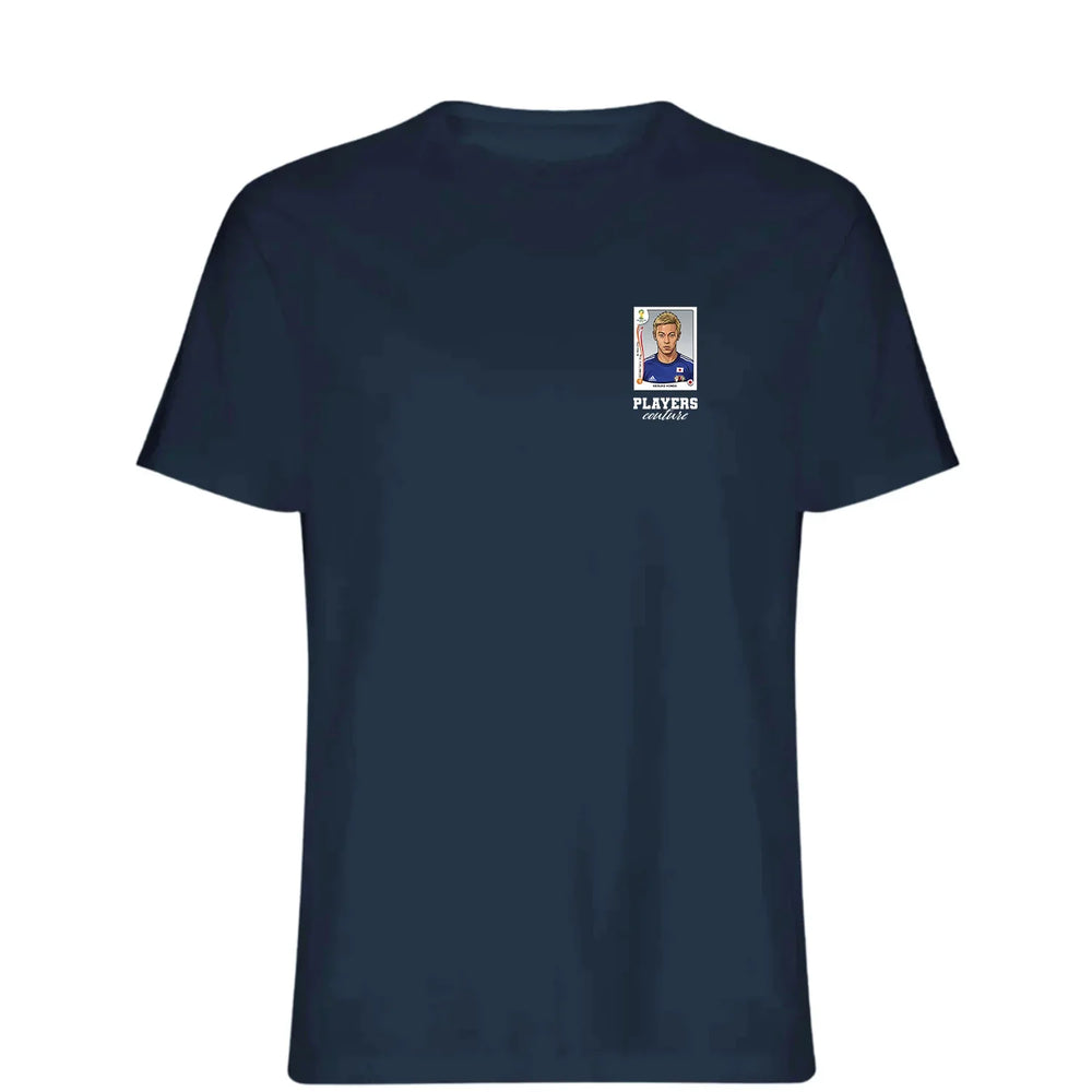 Keisuke Honda World Cup t-shirt – navy men's t-shirt featuring the Keisuke Honda World Cup Players Couture logo