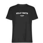 Kelly Smith t-shirt – black men's t-shirt with white Kelly Smith letters and Players Couture logo on the chest