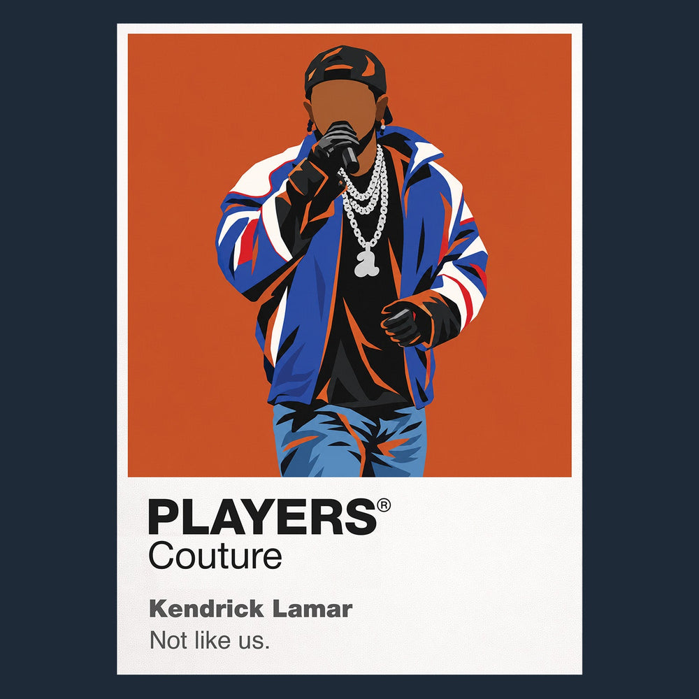 Kendrick Lamar Kendrick Lamar's controlled West Coast performance style and album-led storytelling Icon Frame artwork in navy