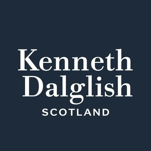 Kenneth Dalglish Logo Men's T-Shirt – navy close-up detail shot of the Kenneth Dalglish Players Couture logo design