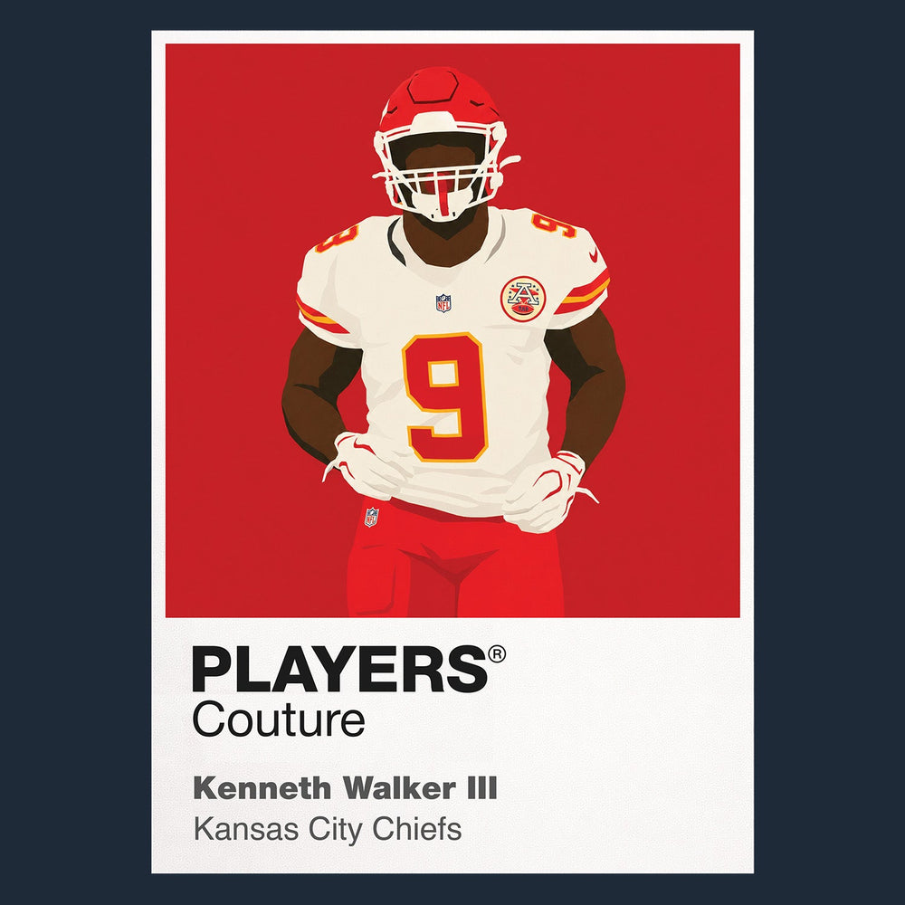 Kenneth Walker III Kansas City Chiefs navy Icon Frame artwork detail