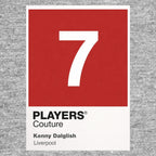 Kenny Dalglish 7 Football Shirt Frame Men's Hoodie – grey close-up detail shot of the Kenny Dalglish 7 Football Players
