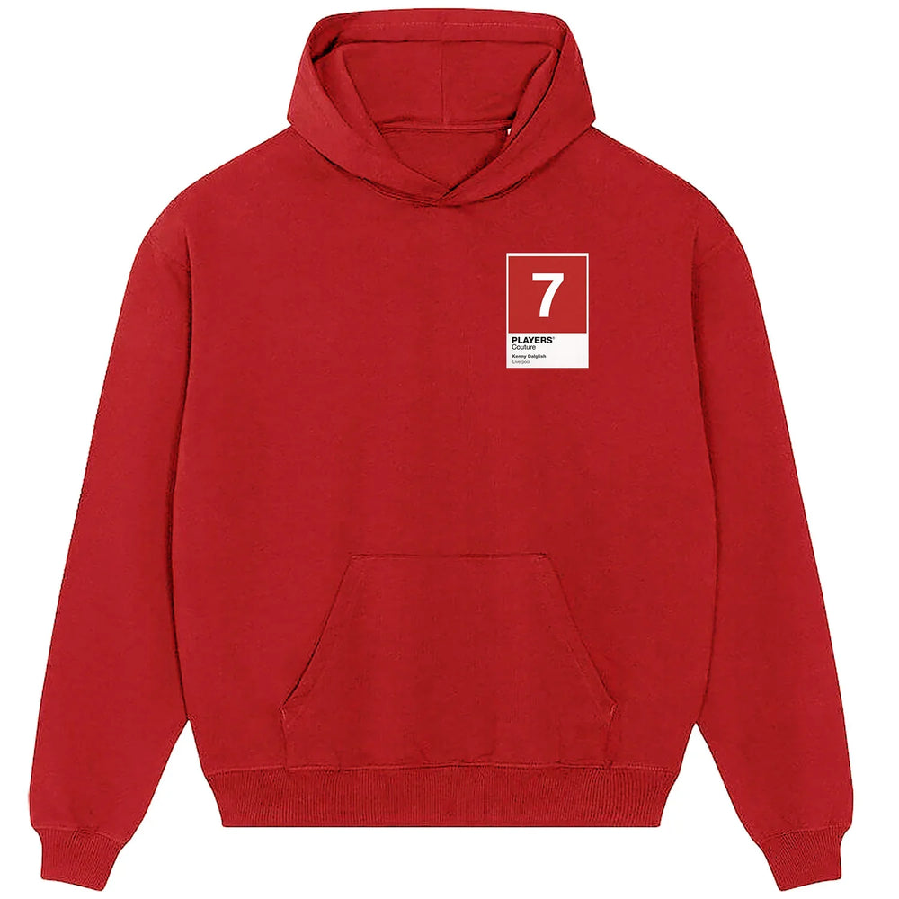 Kenny Dalglish 7 Football hoodie – red men's hoodie featuring the Kenny Dalglish 7 Football Players Couture logo