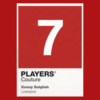 Kenny Dalglish 7 Football Shirt Frame Men's Hoodie – red close-up detail shot of the Kenny Dalglish 7 Football Players