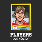 Kenny Dalglish Liverpool Sticker Men's T-Shirt – black close-up detail shot of the Kenny Dalglish Liverpool Players Couture