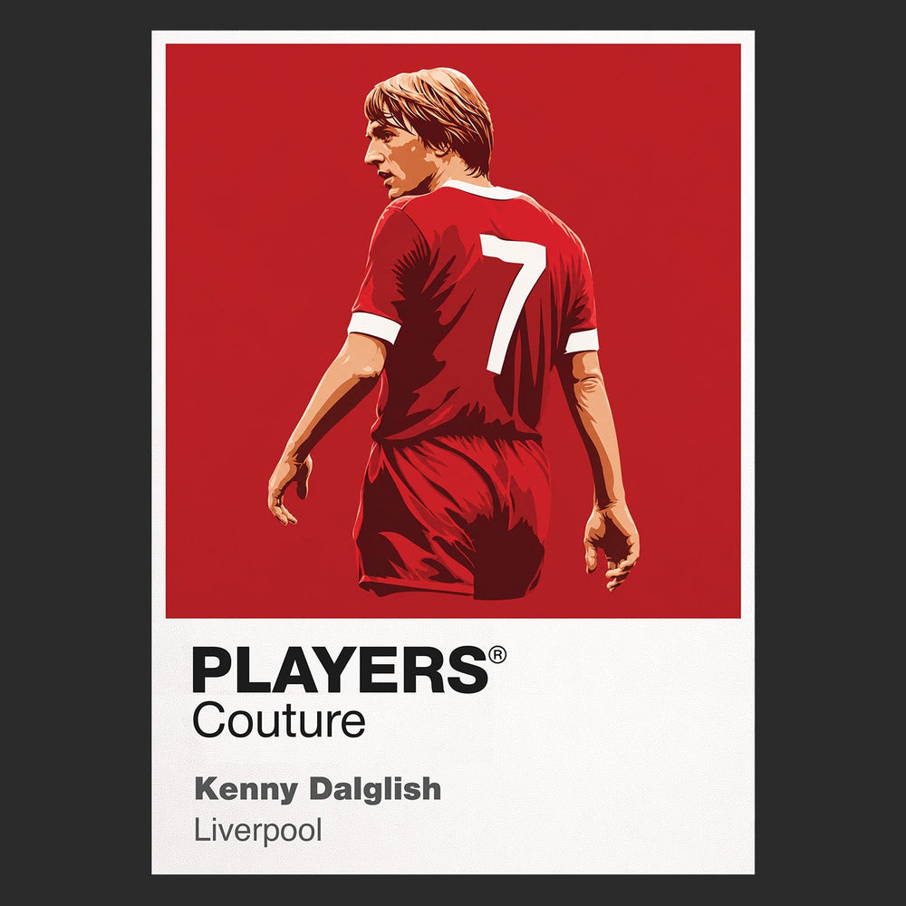 Kenny Dalglish Liverpool Icon Frame — Pantone-style player illustration art card