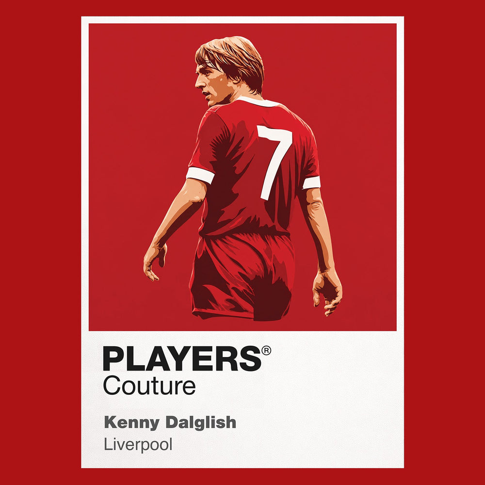 Kenny Dalglish Liverpool Icon Frame — Pantone-style player illustration art card