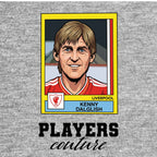 Kenny Dalglish Liverpool Sticker Men's T-Shirt – grey close-up detail shot of the Kenny Dalglish Liverpool Players Couture
