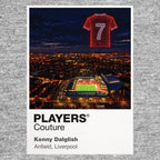 Kenny Dalglish Liverpool number 7 Icons in Lights Frame artwork in grey