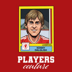 Kenny Dalglish Liverpool Sticker Men's T-Shirt – red close-up detail shot of the Kenny Dalglish Liverpool Players Couture