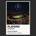 Kenny Dalglish Scotland number 7 Icons in Lights Frame artwork in black