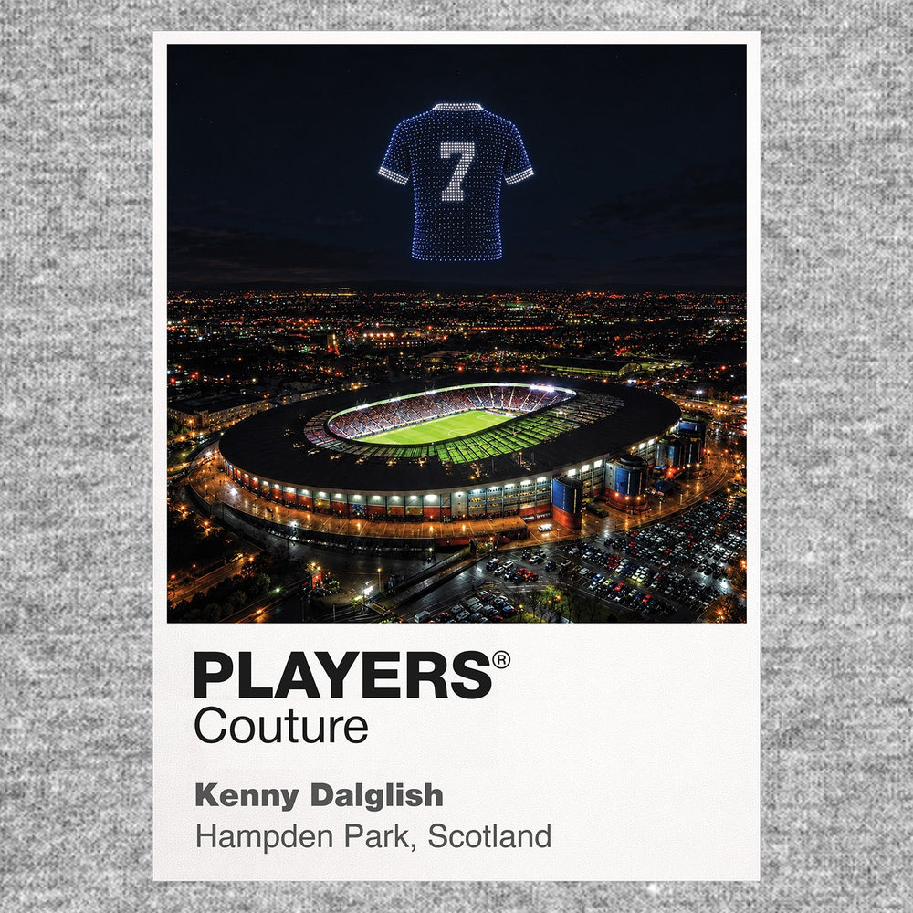 Kenny Dalglish Scotland number 7 Icons in Lights Frame artwork in grey