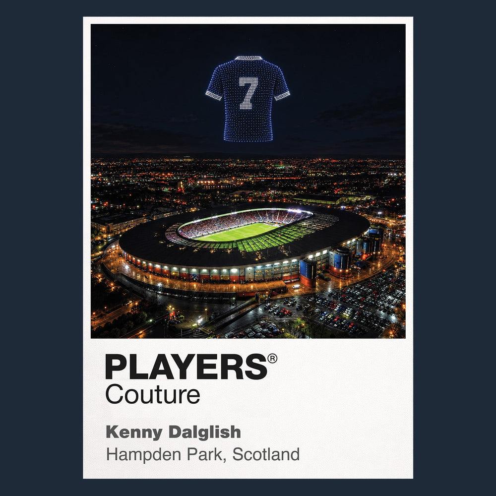 Kenny Dalglish Scotland number 7 Icons in Lights Frame artwork in navy