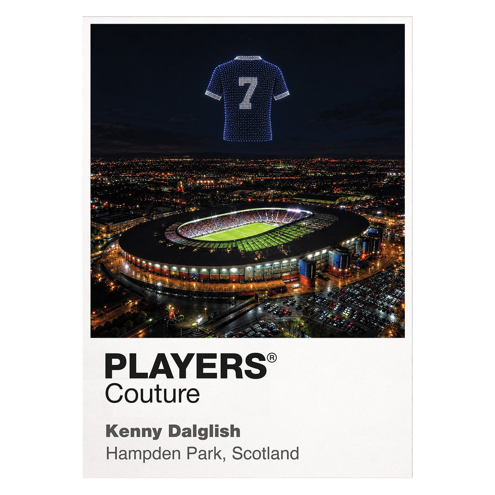 Kenny Dalglish Scotland number 7 Icons in Lights Frame artwork in white