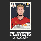 Kevin De Bruyne World Cup Sticker Men's T-Shirt – black close-up detail shot of the Kevin De Bruyne World Cup Players