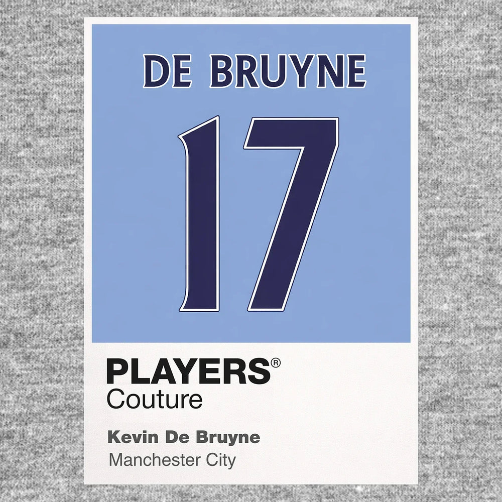 Kevin De Bruyne 17 Football Shirt Frame Men's Hoodie – grey close-up detail shot of the Kevin De Bruyne 17 Football Players