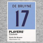 Kevin De Bruyne 17 Football Shirt Frame Men's Hoodie – grey close-up detail shot of the Kevin De Bruyne 17 Football Players