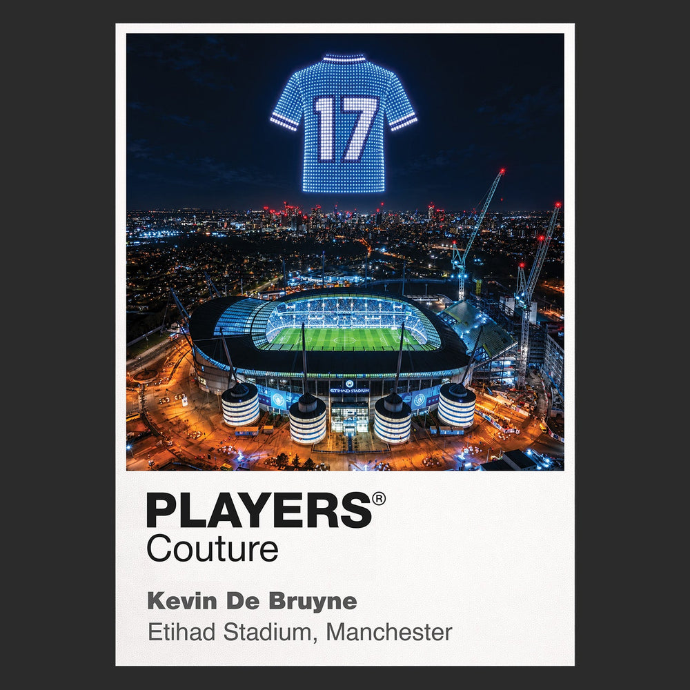 Kevin De Bruyne Manchester City number 17 Icons in Lights Frame artwork in black