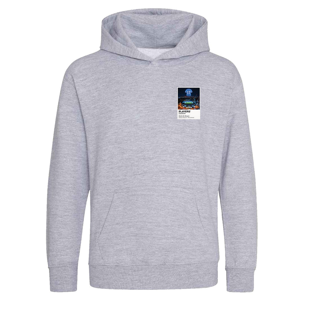 Kevin De Bruyne Manchester City Icons in Lights Frame Kids Hoodie in Gray