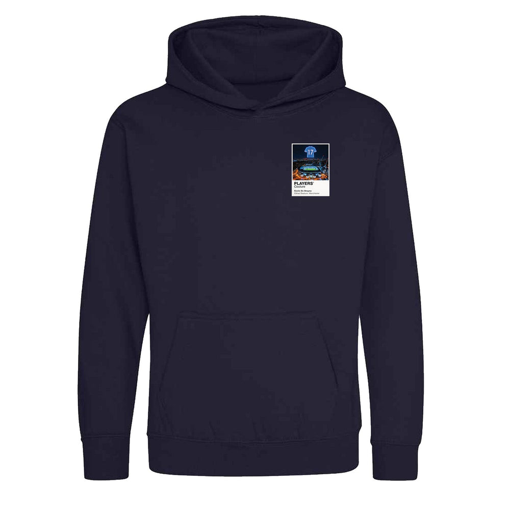 Kevin De Bruyne Manchester City Icons in Lights Frame Kids Hoodie in Navy