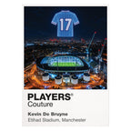 Kevin De Bruyne Manchester City number 17 Icons in Lights Frame artwork in white