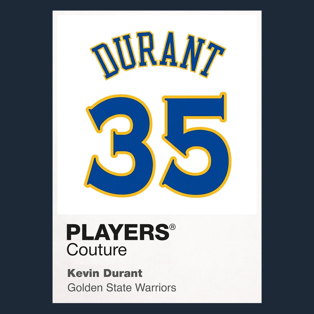 Kevin Durant 35 Jersey Frame Men's T-Shirt – navy close-up detail shot of the Kevin Durant 35 Players Couture logo design